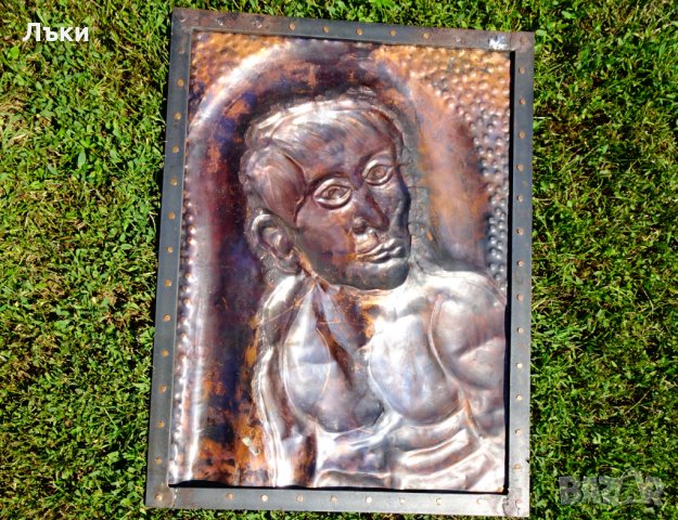 Кована медна картина 2 кг.,портрет,медно пано., снимка 3 - Картини - 33491710