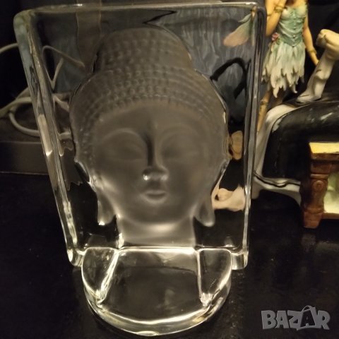 Масивен стъклен свещник Буда, снимка 4 - Декорация за дома - 38629794