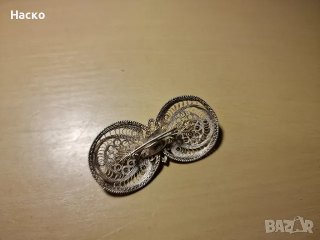 възрожденска брошка пафта филигран сребърна , снимка 2 - Антикварни и старинни предмети - 48631670