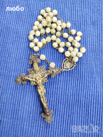 КРЪСТ ФИЛИГРАН СЪС СЕДЕФ КАТОЛИШКИ 18-19 ВЕК, снимка 9 - Други ценни предмети - 52186332