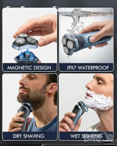 Нова Електрическа самобръсначка за мъже 3 остриета LED дисплей IPX7, снимка 5 - Електрически самобръсначки - 53374048