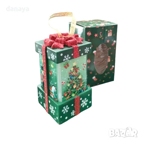 3173 Светещ коледен фенер с форма на подарък, снимка 8 - Декорация за дома - 38626656