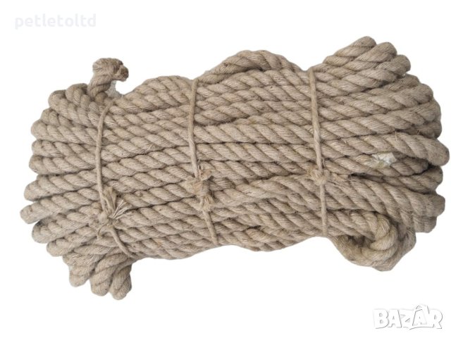 Въже конопено Ф 22 мм ( фина оплетка ) / 50 метра - цената е за 50 метра, снимка 2 - Градински мебели, декорация  - 30144432