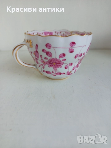 Антикварна чаша порцелан Meissen Indian Pink Flower 1815, снимка 9 - Антикварни и старинни предмети - 52427982