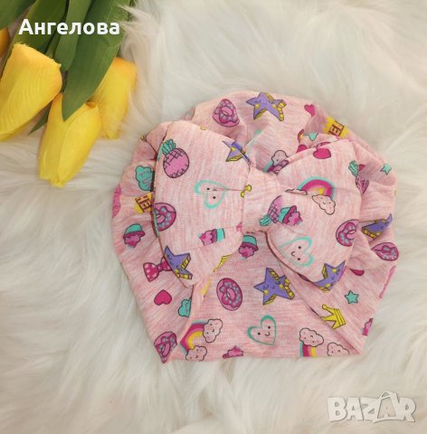 Шапка тюрбан с панделка 0-6м 