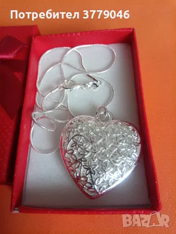Сребърно колие Сърце , снимка 9 - Колиета, медальони, синджири - 47263927