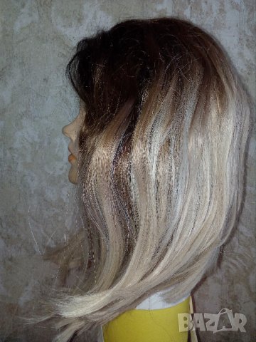 НОВА перука - боб -омбре тъмнокестеняво към платинено русо, снимка 4 - Аксесоари за коса - 36683118