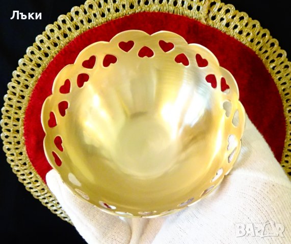 Месингова бонбониера,купичка,сърце. , снимка 2 - Антикварни и старинни предмети - 36676344