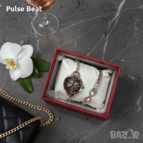 Комплект за нея: часовник и гривна с кристали – изискан стил всеки ден, снимка 2 - Дамски - 52056834