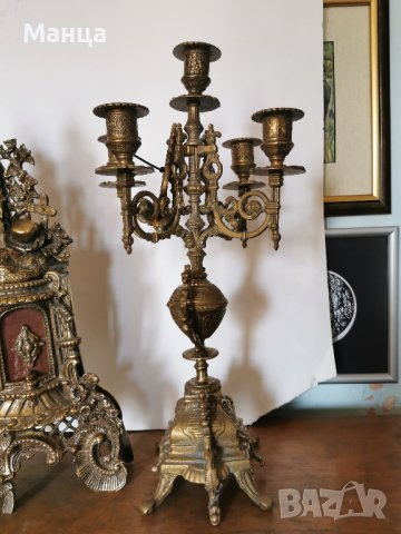 Каминен часовник бронзов , снимка 4 - Антикварни и старинни предмети - 36685540