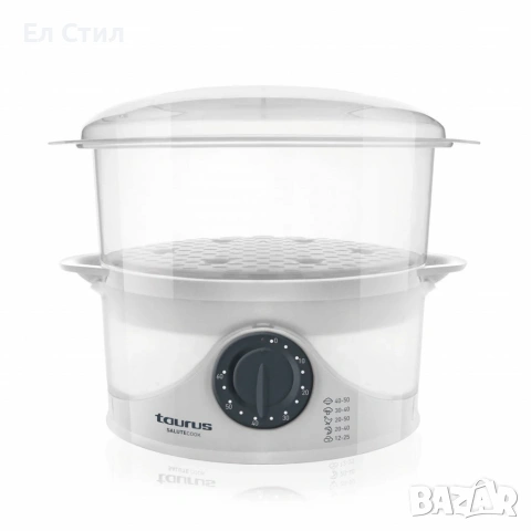 Уред за готвене на пара Taurus Salutecook 800W, 6 л, таймер 60 мин, 2 съда за готвене, снимка 3 - Други стоки за дома - 53588232