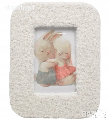 Рамка за снимки с ефект на агнешка кожа, бяла, 17 x 1,5 x 22 см, снимка 2 - Картини - 53285759