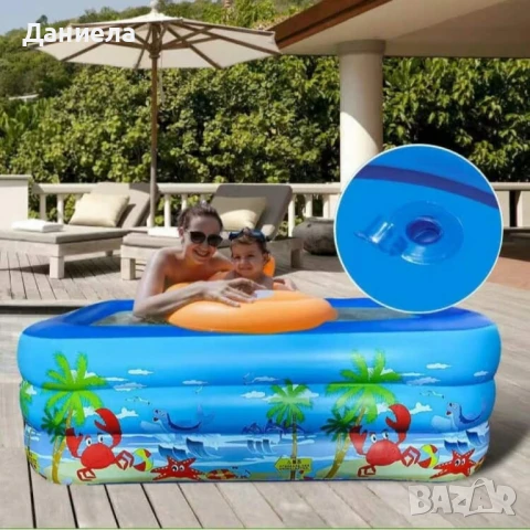 Голям удебелен надуваем басейн , снимка 4 - Басейни и аксесоари - 50992201