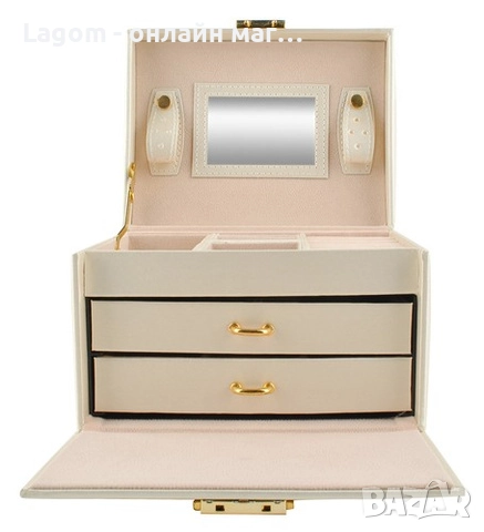 Кутия за бижута, органайзер с огледало и чекмеджета, снимка 4 - Органайзери - 52549986