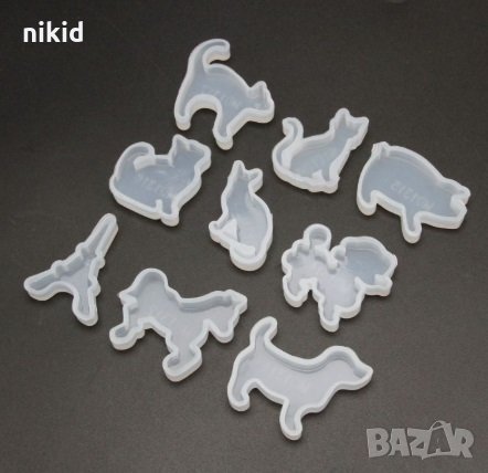 сет 9 домашни животни и кула висулки силиконов молд за декорация с фондан и смола за бижута