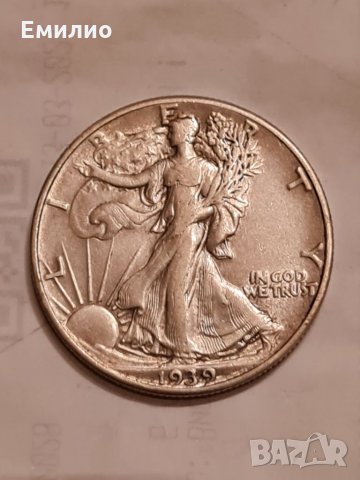 USA 🇺🇸 HALF DOLLAR 1939 Philadelphia Mint , снимка 2 - Нумизматика и бонистика - 32214730