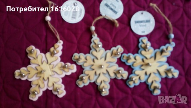 Нови дървенни Коледни играчки със звънчета., снимка 3 - Декорация за дома - 38815941