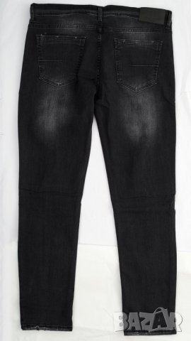 Черни мъжки памучни дънки с кръпки марка Felix Hardy W38, снимка 2 - Дънки - 33596681