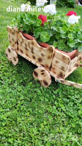 Дървена Каручка!!, снимка 12 - Декорация за дома - 49940014