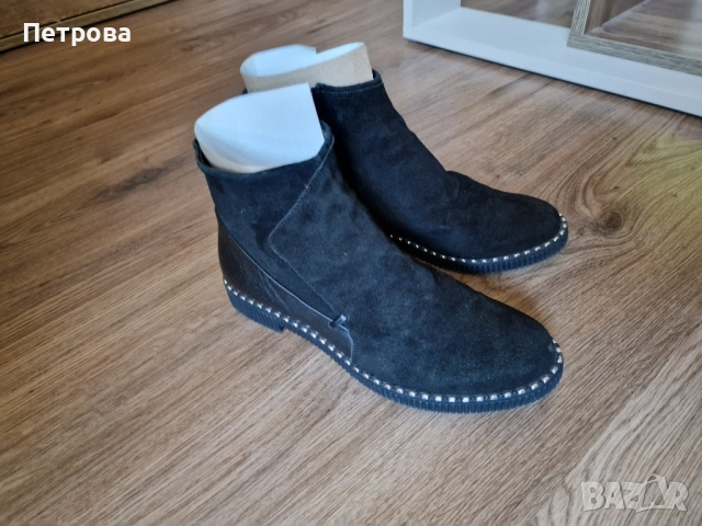 Дамски черни боти ест. велур, снимка 2 - Дамски боти - 52024973