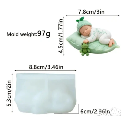 Молд бебе с жаба (5), снимка 4 - Форми - 53195568