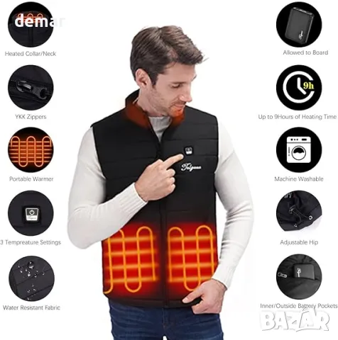 Мъжка електрическа отоплителна жилетка Telguua с презареждаема Powerbank, размер XL, снимка 2 - Други - 47437086