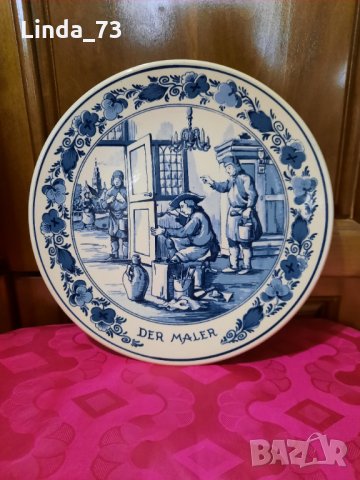 Голяма чиния за окачване на стена-"Blue Delft"-Holland. Маркирана за произход. 