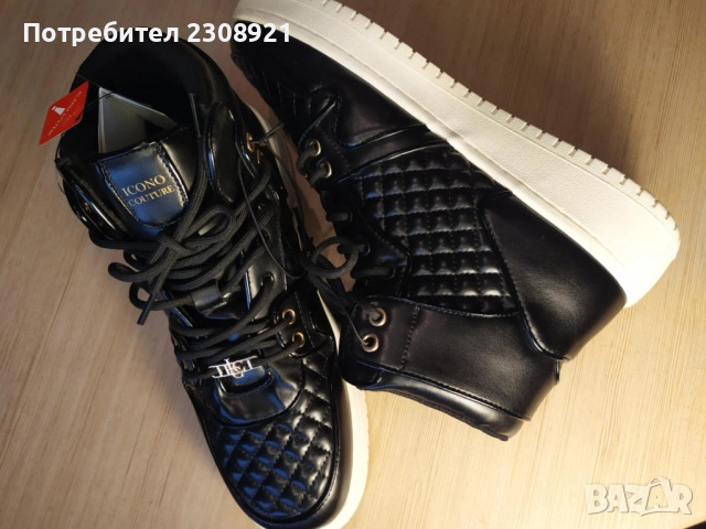 Нови черни ефектни спортни обувки за есенно-зимен сезон неупотребявани черни, снимка 2 - Спортни обувки - 51968354