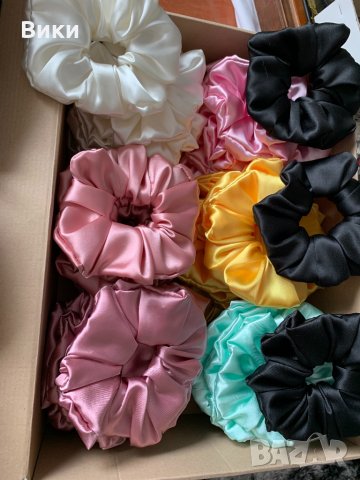 Скрънчета Скрънче Скрънчи за коса ластици за коса сатен, снимка 5 - Аксесоари за коса - 32639504