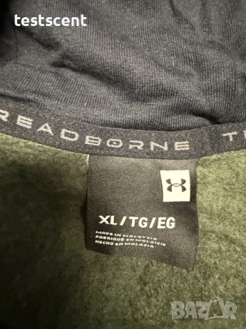 Суичър Under Armour Fleece Threadborne hoodie худи Размер XL – НОВ, неизползван olive green & black, снимка 3 - Суичъри - 53591173