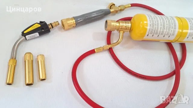 Горелка Мап газ с дюзи 10;11;15мм,Редуцир-вентил с маркуч 1.5м,мап газ флакон 