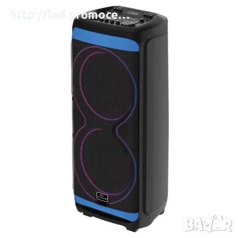 Тонколона EK-1299 XB,2x15" EXTRA BASS, 2400 W, 2 микрофона, LED осветена, На колелца за лесно пренас