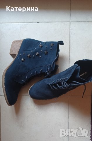 Боти, велурени, тъмно, тъмно  сини