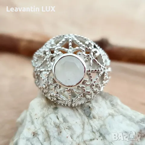 5474 Сребърен пръстен с Лунен камък , снимка 1