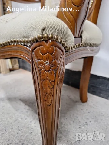Винтидж кресло Луи XV с богата дърворезба , снимка 5 - Дивани и мека мебел - 49883980
