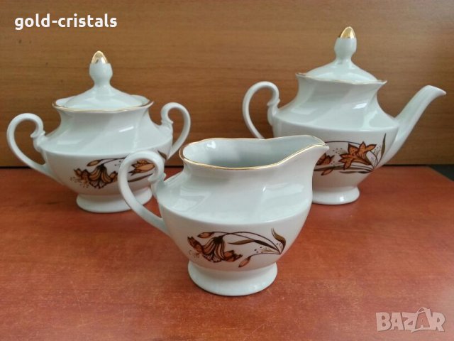руски  порцелан чайник  захарница латиера , снимка 6 - Антикварни и старинни предмети - 27021724