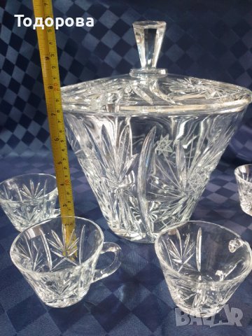 Голям кристален съд и чаши за боле, снимка 5 - Сервизи - 38812863