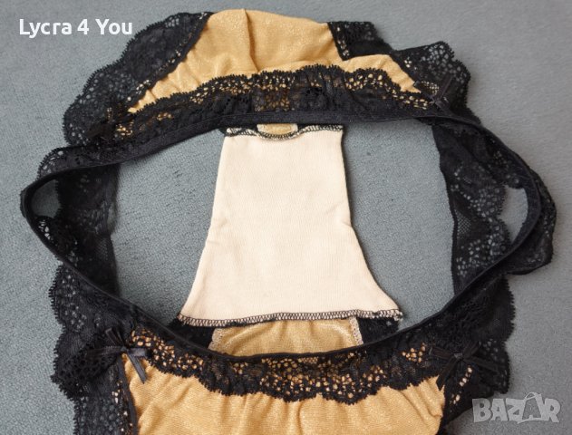 S/M луксозна бикина в златисто с черна дантела, лимитирана поръчкова серия, снимка 13 - Бельо - 43647388