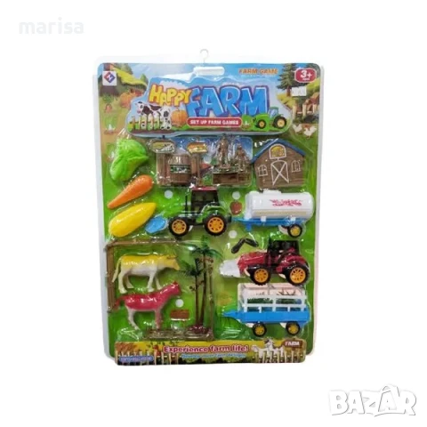 Комплект Ферма с животни, техника и зеленчуци, блистер-568138, снимка 1