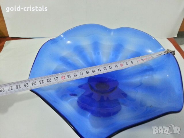 Кристална купа фруктиера  цветно стъкло кобалт , снимка 7 - Антикварни и старинни предмети - 27162751