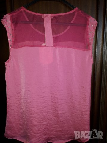 Дамска луксозна блуза циклама с камъчета - нова размер М-L, снимка 4 - Блузи с дълъг ръкав и пуловери - 29020482