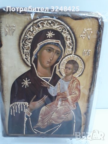 Икона на платно А5 на Пресвета Майка Богородица Закрилница - ръчна изработка . Модел Б., снимка 8 - Икони - 37796974