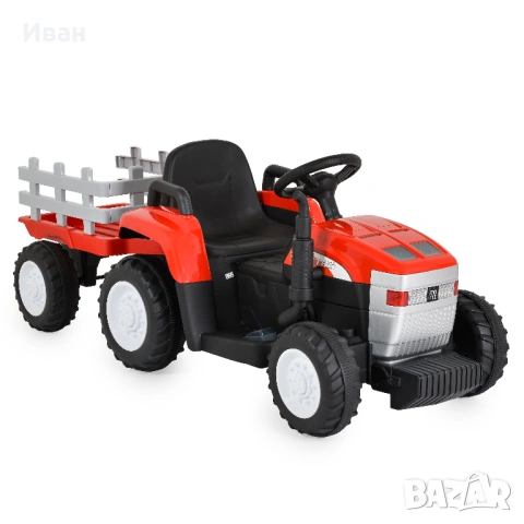  ПРОМОЦИЯ ДО 28.02! НОВО! Акумулаторен трактор с ремарке Dallas RED с 12V батерия 