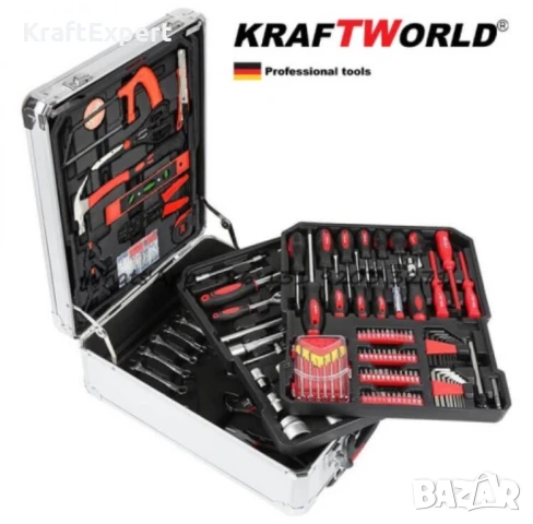 Куфар с инструменти 499 части KraftWorld – тресчотка, ключове, отвертки, клещи, снимка 8 - Куфари с инструменти - 50474059