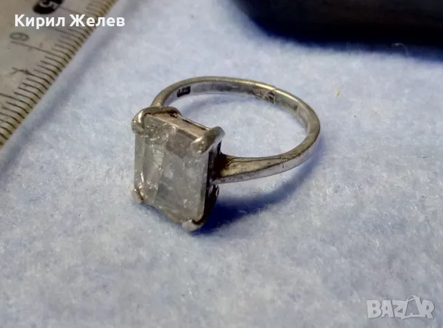 ВИНТИДЖ АРТ СРЕБЪРЕН ПРЪСТЕН СРЕБРО 925 с ГОЛЯМ ЮВЕЛИРНО ФАСЕТИРАН НАТУРАЛЕН ПЛАНИНСКИ КРИСТАЛ 48612