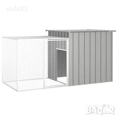 vidaXL Клетка за пилета сива 200x91x100 см поцинкована стомана（SKU:171546, снимка 1