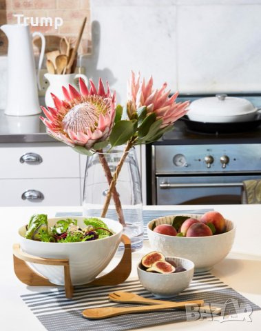 Купа за салата с бамбукови поставка и бамбукови прибори, снимка 4 - Прибори за хранене, готвене и сервиране - 38257852