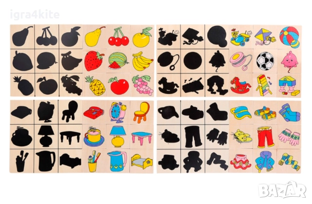 Игра на сенки Стем Монтесори Образователна асоциация и игра за памет, снимка 4 - Образователни игри - 51725740