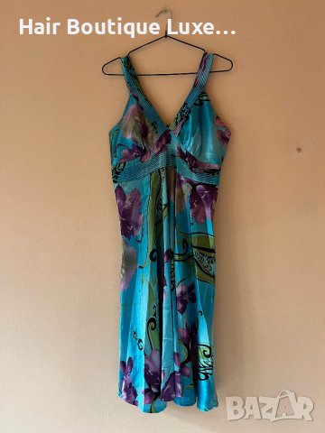 Сатенена рокля с флорален принт 🩵💙, снимка 1 - Рокли - 43946974