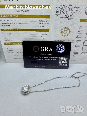 Сребърно колие с мойсанит (Диамант) 5 карата, снимка 15 - Колиета, медальони, синджири - 52253406